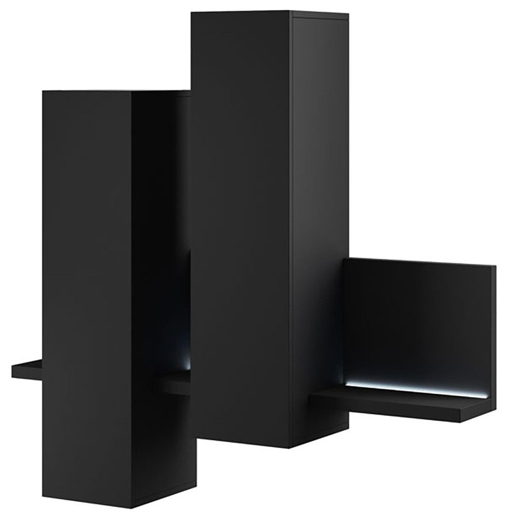 Helvetia Mehrzweckschrank Broto (2 Türen, 2 Einlegeböden, 3 Ablageflächen, 1-St., grifflos ohne Beleuchtung) 152x35x142cm schwarz matt 1-teilig. € 335,00, (€ 335,00 pro 1 Stk).