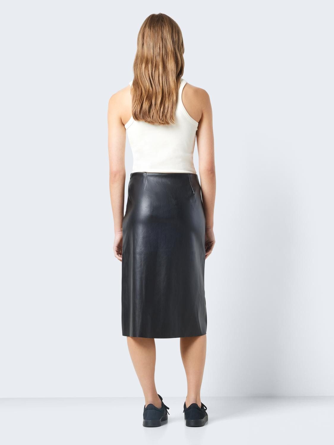 Noisy may Lederimitatrock NMCLARA HW SLIT MIDI LENGTH SKIRT