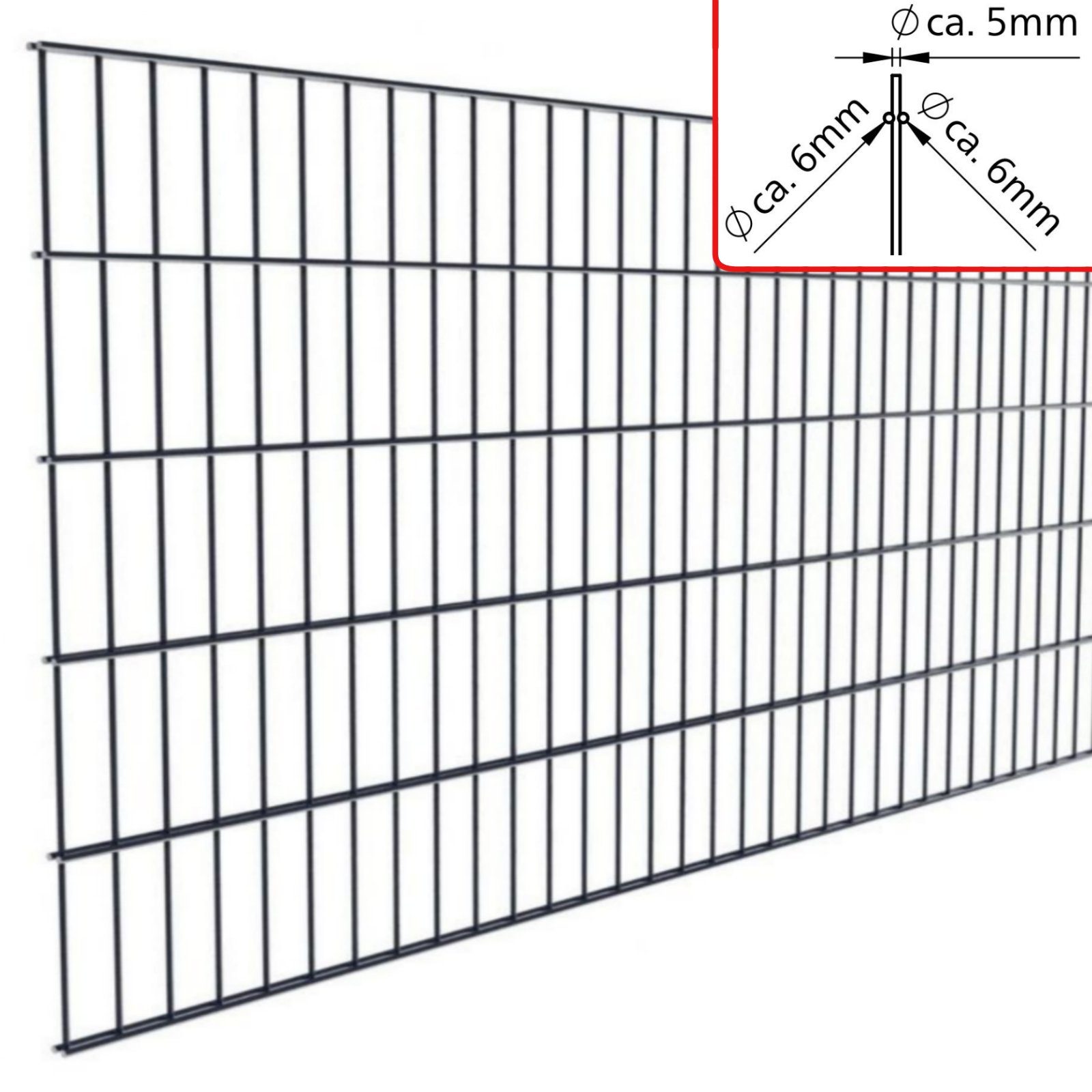 Fischer und Adamek Gartenzaun Doppelstabmattenzaun Element, (Höhe: 630 mm, Farbe: Anthrazitgrau), Einzelmatte