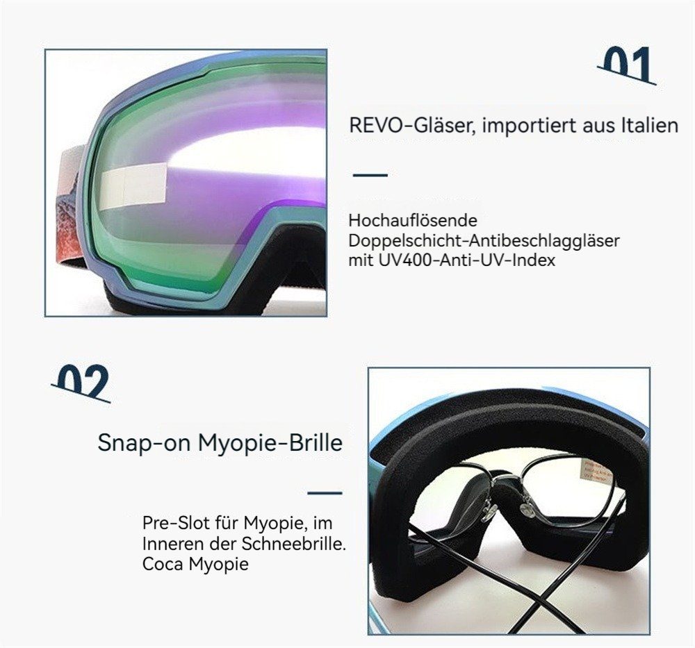 UV-Schutz, Schutz, mit Skibrille praktischer Skibrille (1-St), Dekorative Anti-Beschlag-Beschichtung Für Snowboardbrille, Erwachsene, UV Schutzbrille