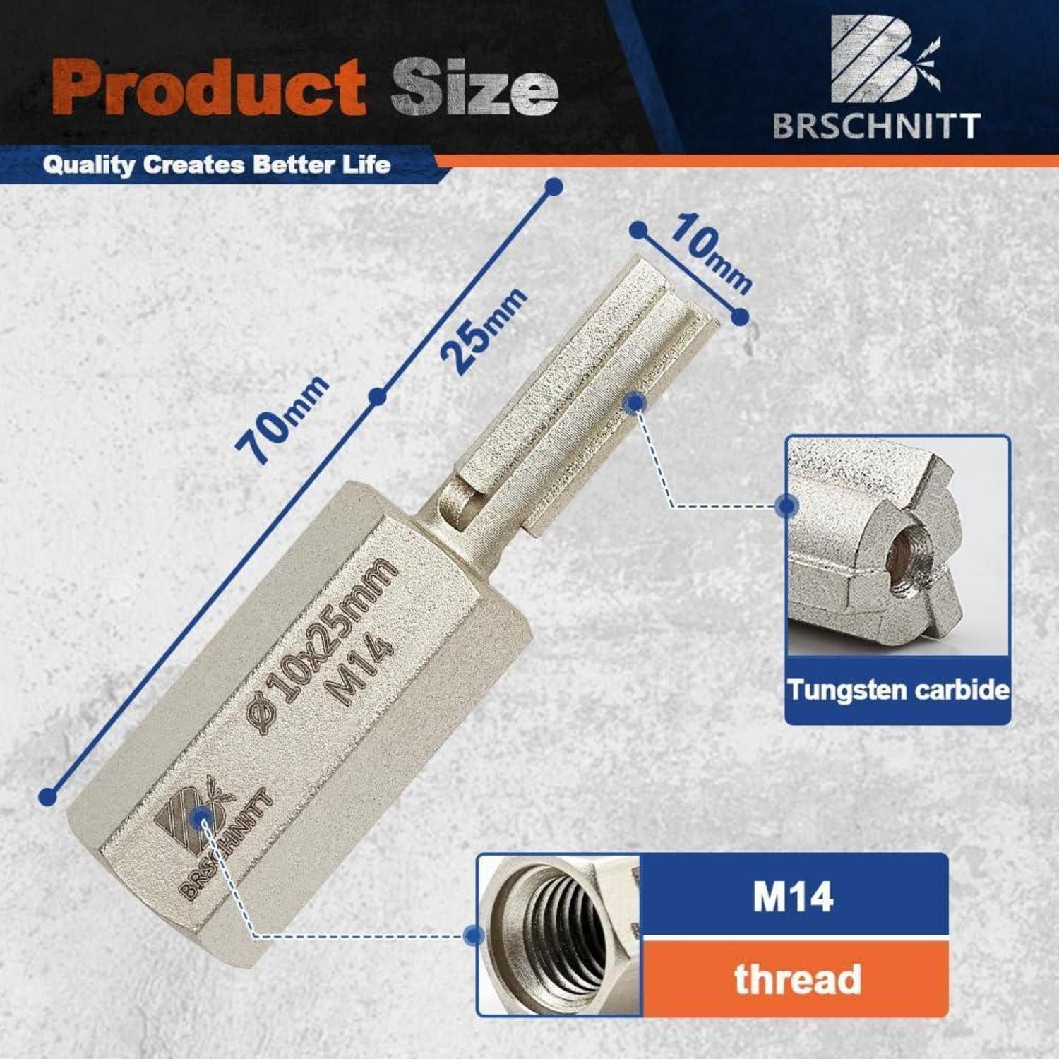 LuxusKollektion Schaftfräser Hartmetall-Fugenfräser 10x25mm M14 Winkelschleifer