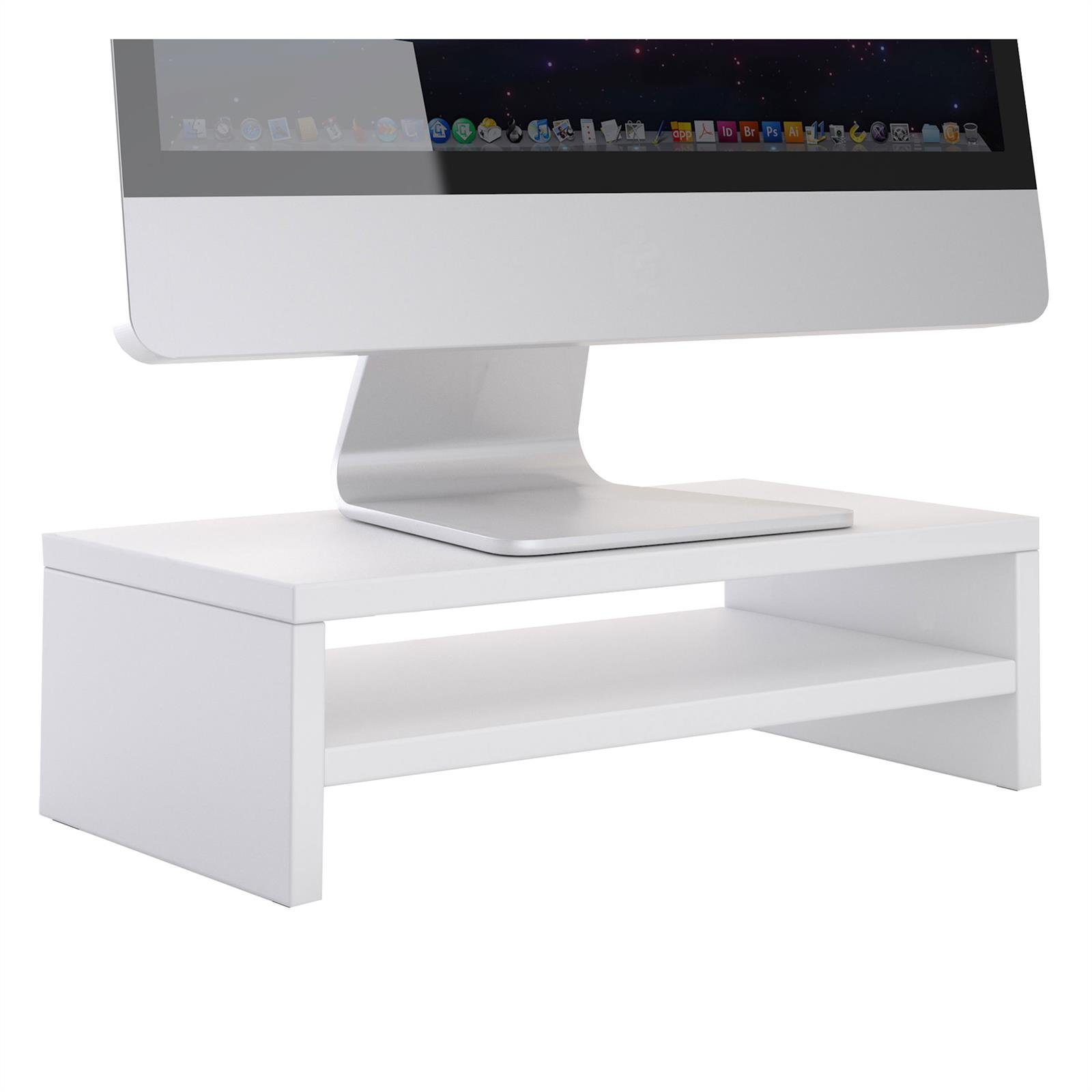 inkl. Monitorerhöhung Ablagefach CARO-Möbel Monitorständer Bildschirmaufsatz weiß Schreibtischaufsatz SUBIDA,