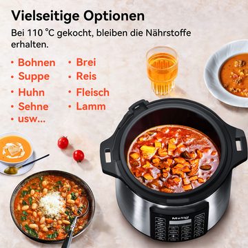 Senmudi Multikocher elektrischer 6L Multikocher,18 Programme,1000W,Schnellkochtopf, 6,00 l Schüssel, verzögerter Start,Milchreis, Reis,Fleisch,Nudeln oder Suppe