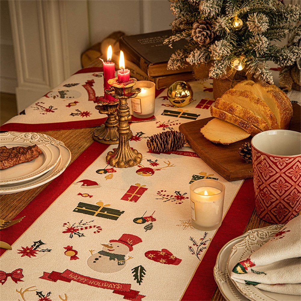 Weihnachten Tischband Rouemi Weihnachten Tischdecken, gestickte Schneemann 35×200cm Tischdecken, 35×180cm,