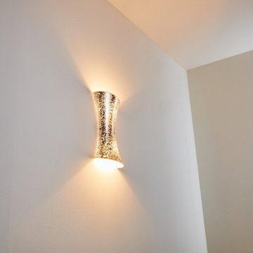 hofstein Wandleuchte »Aurighi« Wandlampe aus Metall/Glas in Silber, ohne Leuchtmittel, moderne mit Up & Down-Effekt, 2xE14, Innen mit Lichteffekt