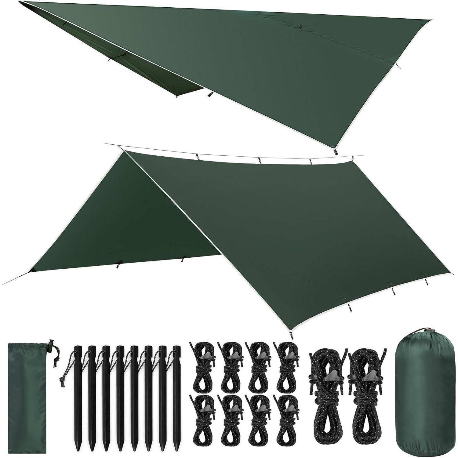 Hängezelt Tarp 3x5M Wasserdicht Ultraleicht Camping Zeltplane Anti-UV Schutz mit
