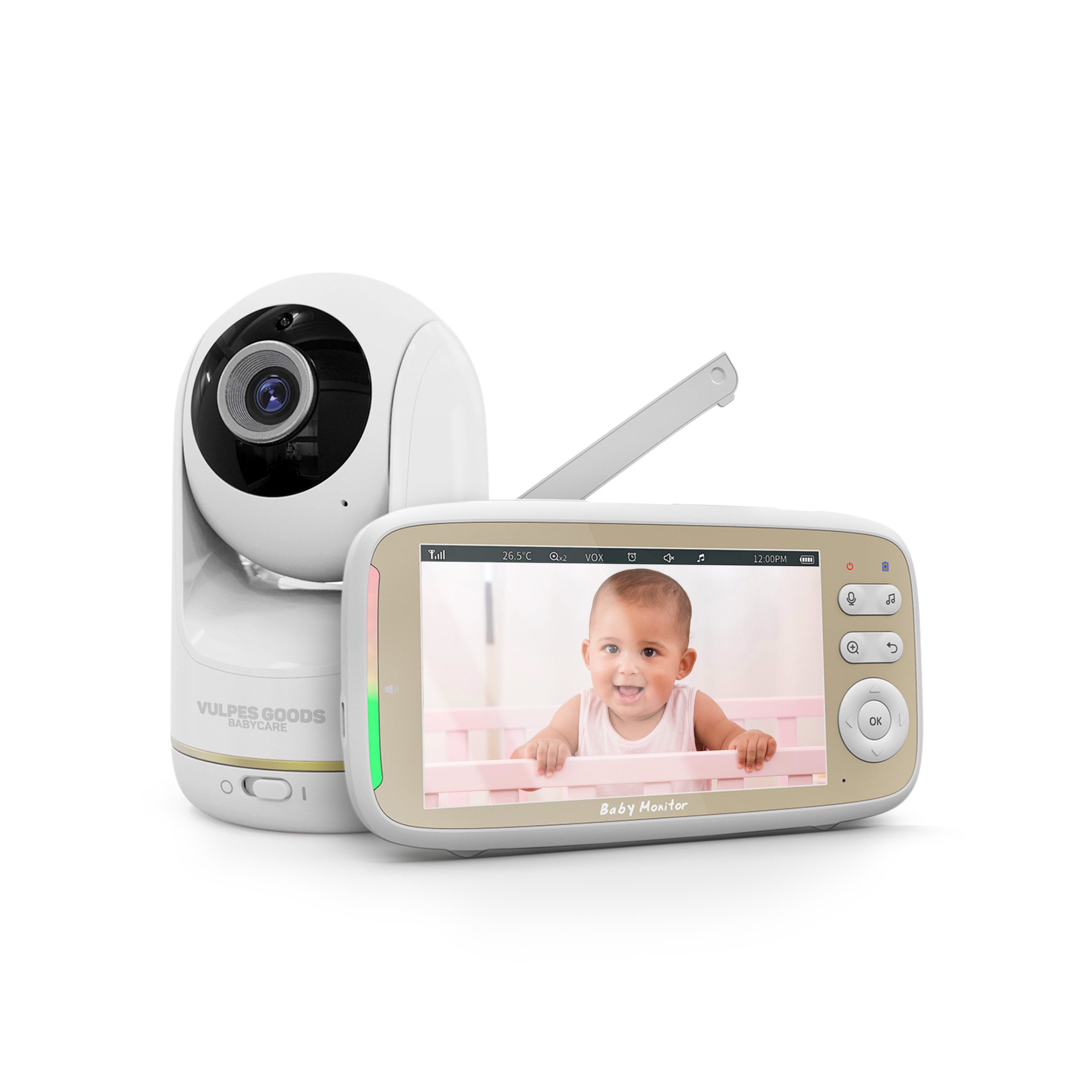 Vulpes Goods Video-Babyphone BabyCare PRO, 5-Zoll-Monitor mit VOX
