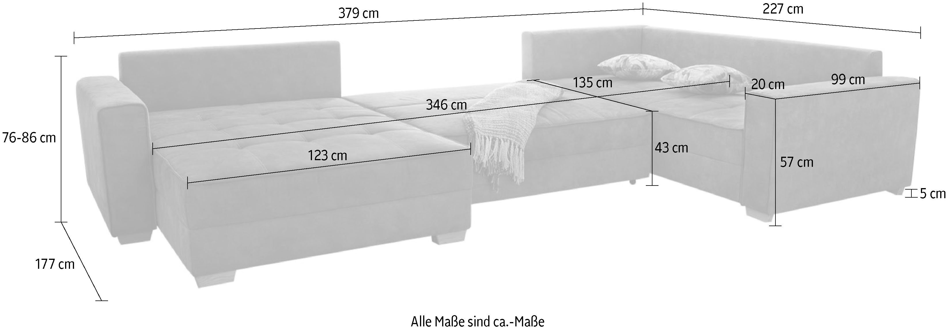 Jockenhöfer rechts Gruppe mane Wohnlandschaft Bettkasten, Bettfunktion, links oder ist Brixen, montierbar