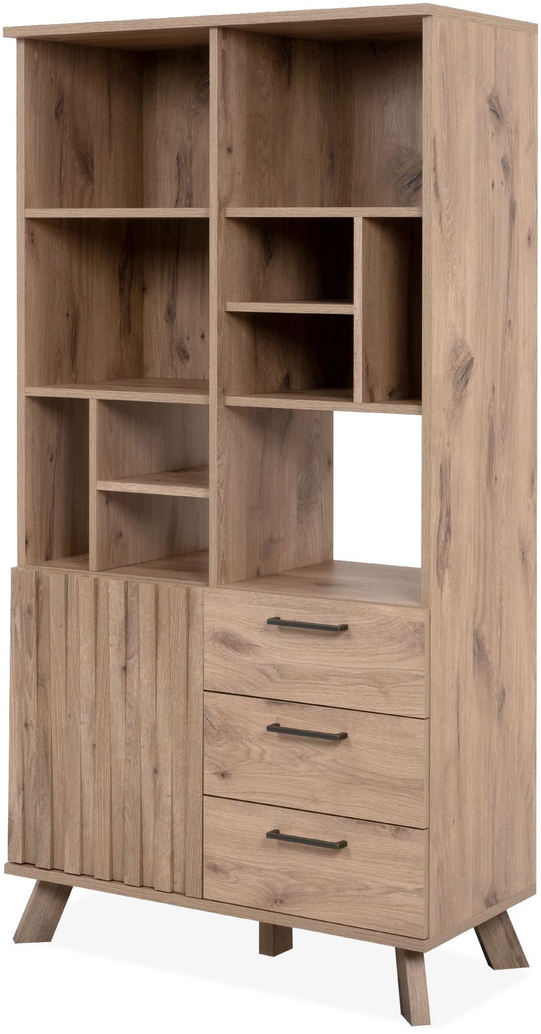 Finori Highboard, Dekor Schwedeneiche Push-to-Open 3D-Reliefoptik 84,5 x 160 x 40 cm