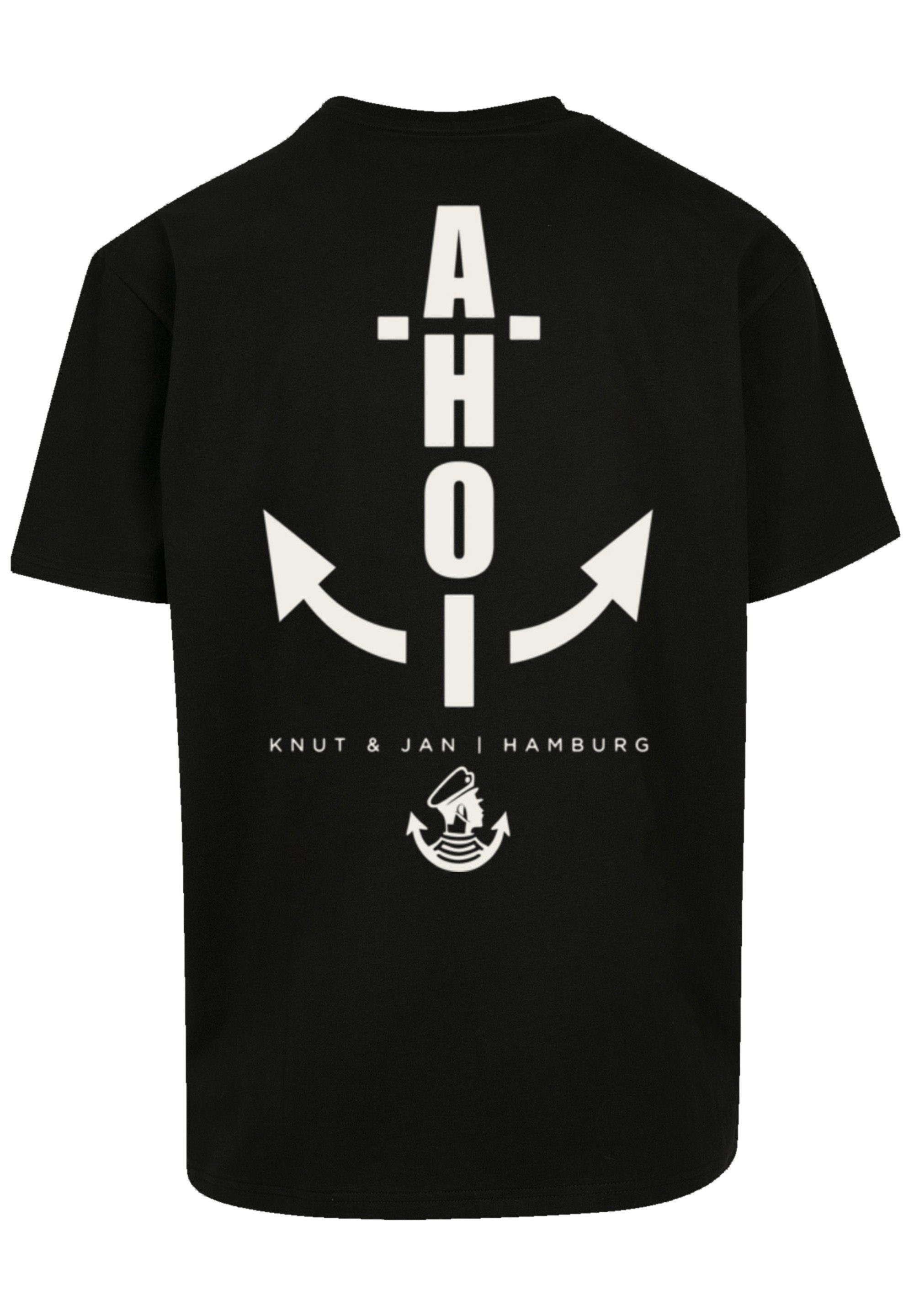 F4NT4STIC Anker Jan Knut & Hamburg Print Ahoi T-Shirt schwarz T-Shirt Oversized