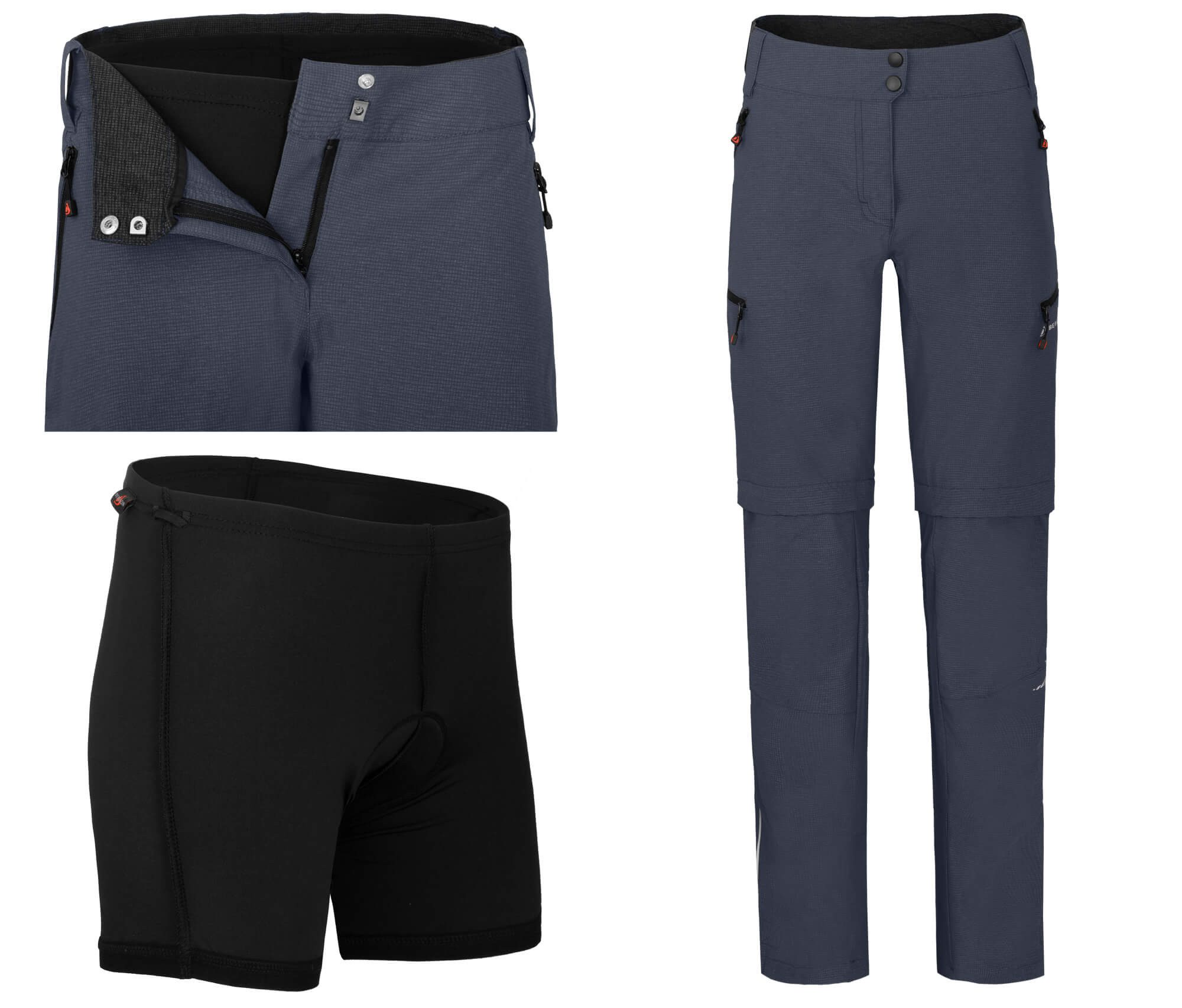Bergson Fahrradhose VINA Zipp-off Damen Radhose (mit gepolsterter Innenhose), robust, elastisch, Kurzgr