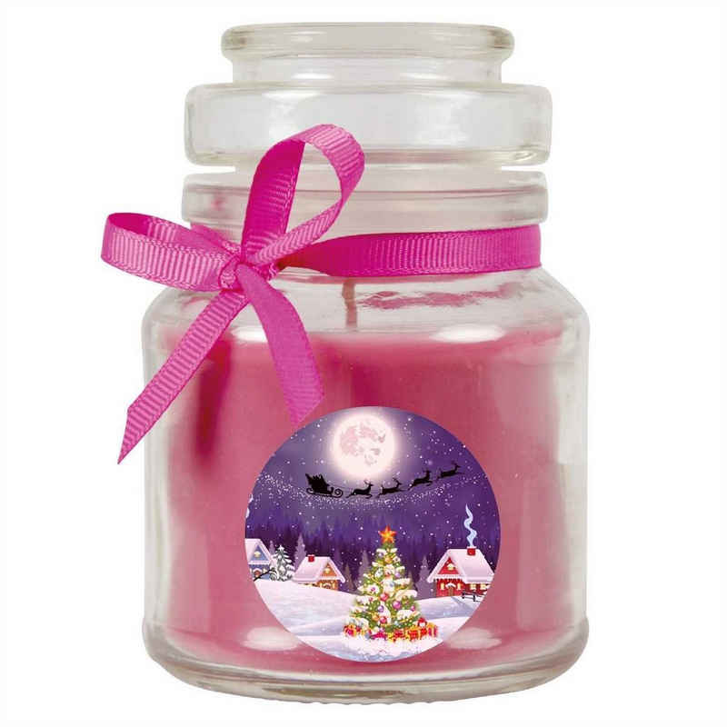 HS Candle Duftkerze (Dekokerze, 1-tlg), Weihnachten - Kerze im Bonbon Glas, Kerze mit Weihnachts - Motiv, vers. Düfte / Größen