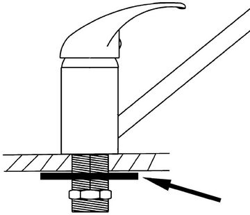 SANITOP WINGENROTH Spültischarmatur (Wasserhahn, Armaturenstabilisierung) Stabilisierungsplatte Küchenarmatur, 3,5 cm Lochdurchmesser, 240048