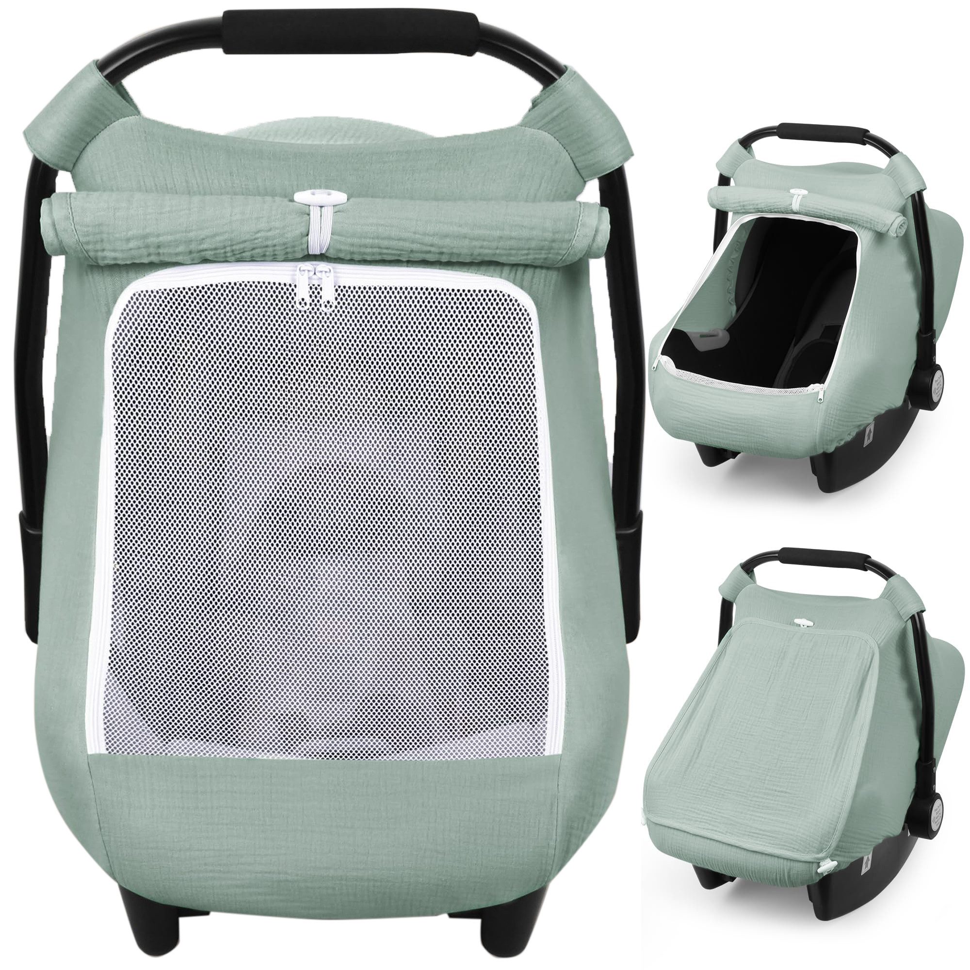 CLTYQ Kindersitzbezug Baby Autositzbezug, Universal Baumwolle Kindersitzbezug, atmungsaktives Musselin, große Netzfenster, Baby Autositzhimmel