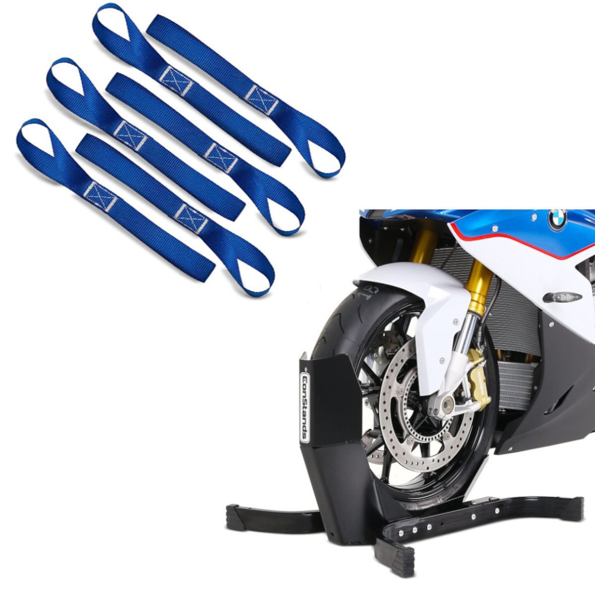 ConStands Motorradheber Set Motorradwippe + Zurrschlaufen S1
