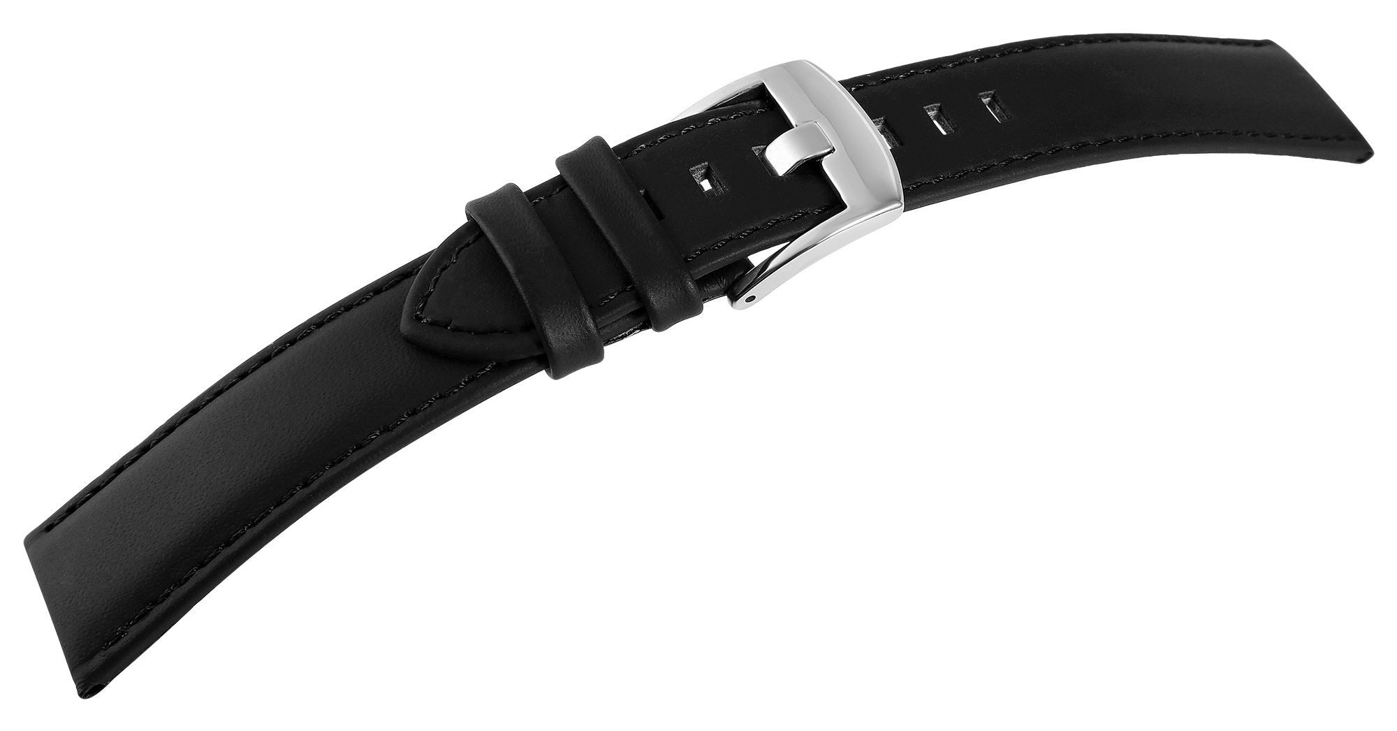 Engelhardt Uhrenarmband Ersatzarmband aus Echtleder - Schwarz - genäht - 10 - 26 mm