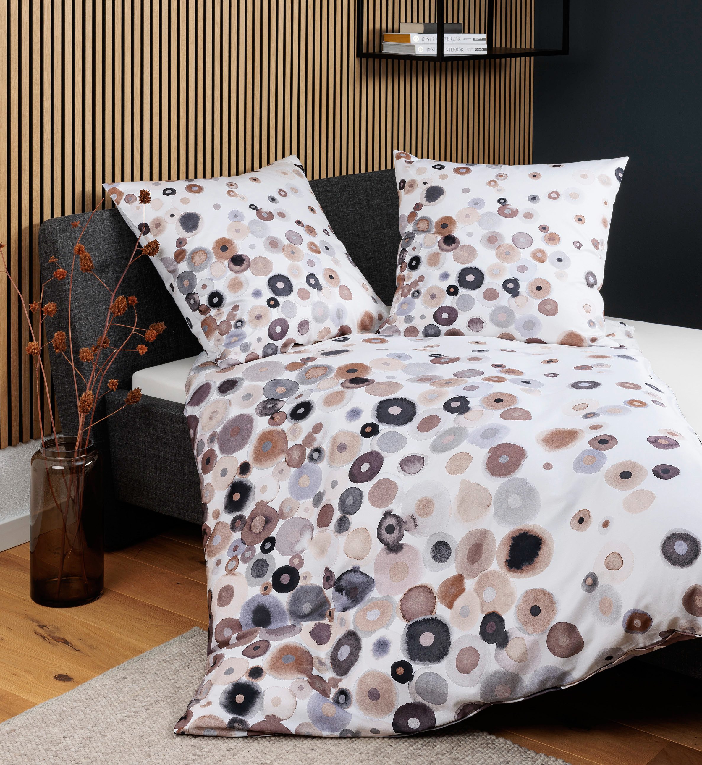 Janine Bettwäsche modern art S 42166 07 155x220, 80x80, Mako-Satin, mit Reißverschluss