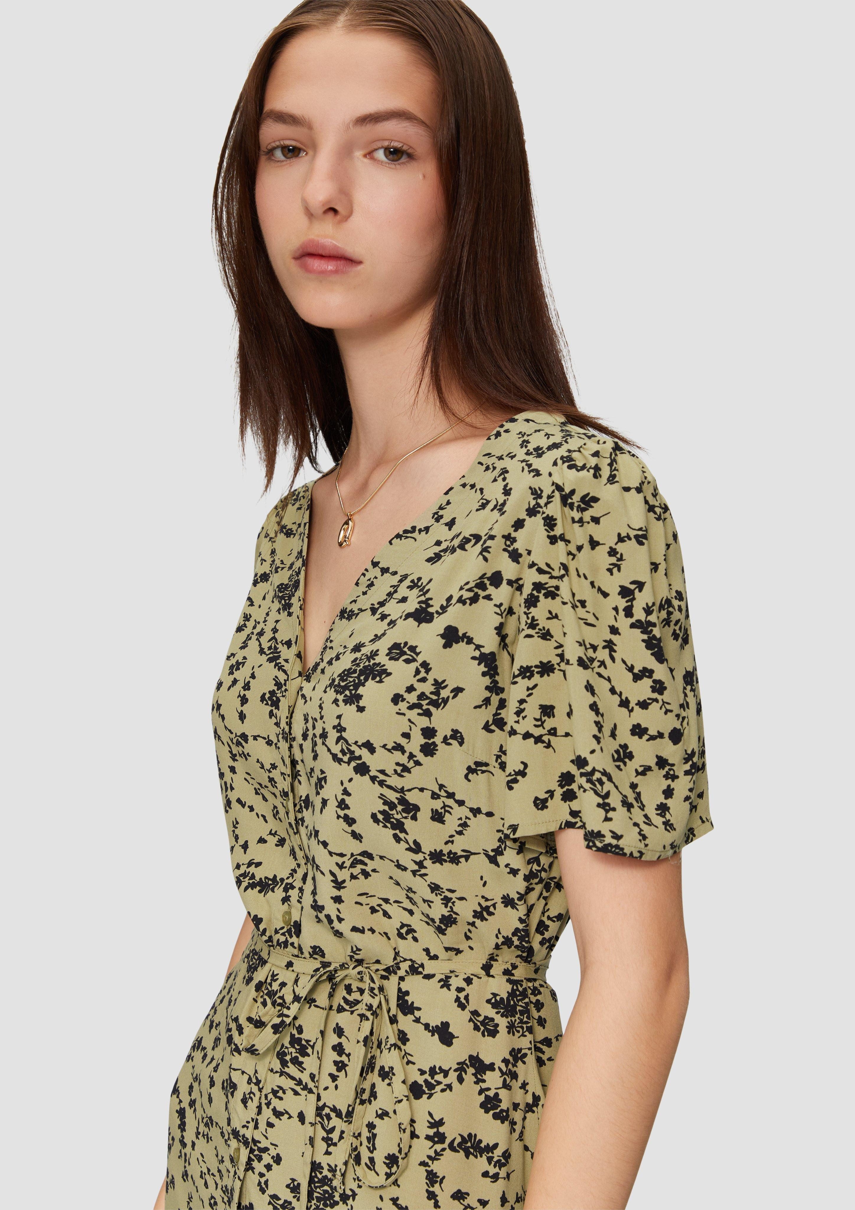 QS Minikleid Kleid aus Viskose Bindegürtel günstig online kaufen
