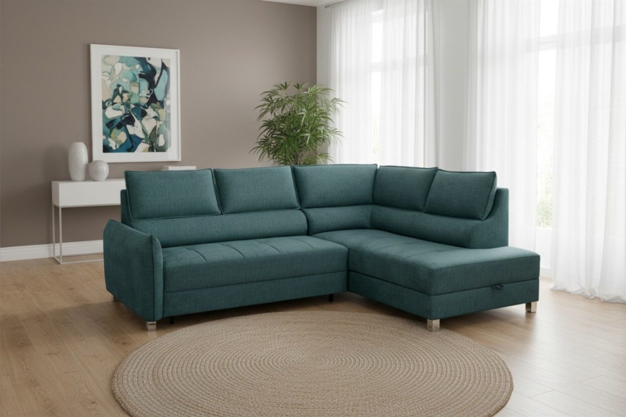 Fun Möbel Ecksofa Schlafsofa Sofa MARNO in Stoff Chill Me, inkl. Bettkasten, Höhe Füße: ca. 9 cm