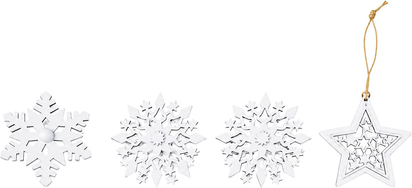 OTTO home Dekoobjekt Schneeflocken Holzdekoration, 3-teiliges Set Farbe weiß (Set, 3 St), Gratis-Hänger, winterlich