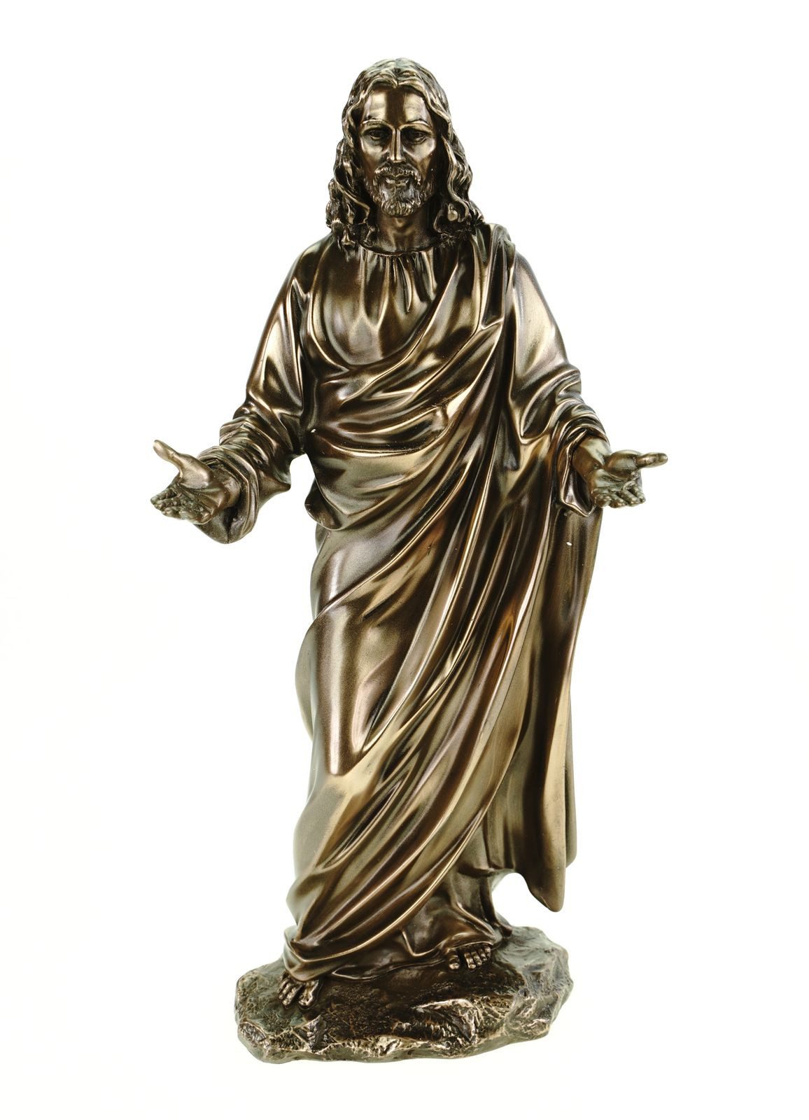 Vogler Dekofigur Jesus als Prediger bronzierte Figur Christentum Kreuz Dekoration
