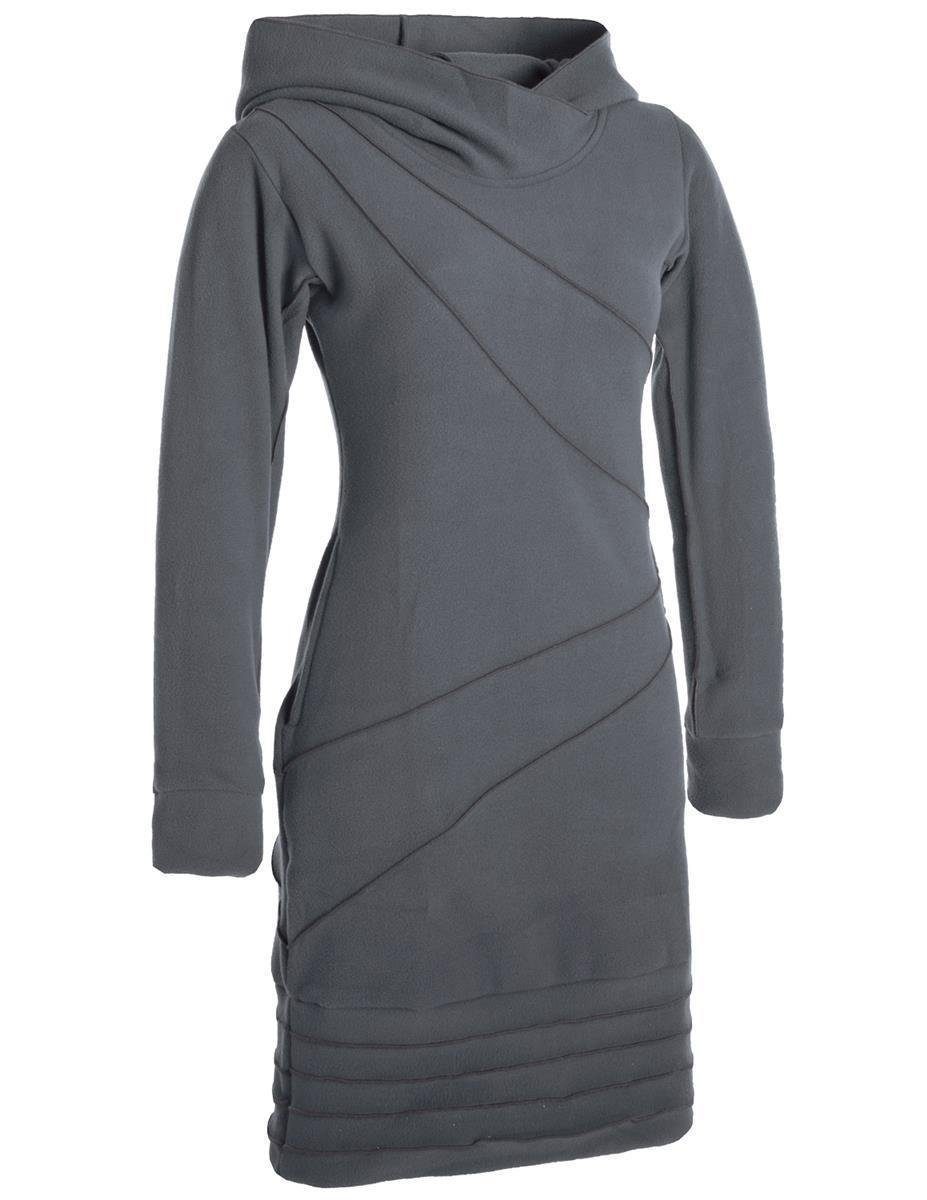 Vishes Midikleid Patchwork Hoodie Eco Fleecekleid mit Daumenlöchern Hippie, Boho, Goa Style
