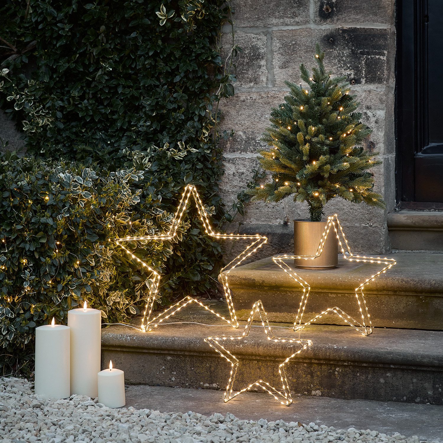 Lights4fun LED-Stern für außen 3er Set Micro LED Sterne, Micro LED, Weihnac günstig online kaufen