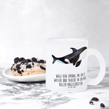 Mr. & Mrs. Panda Teeglas Orca - Transparent - Geschenk, Teetasse aus Glas, Teetasse, Meerestie, Premium Glas, Edler Aufdruck