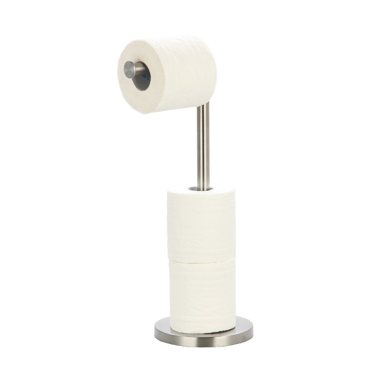 MSV Toilettenpapierhalter 1: silberfarben Ersatzrollen, Edelstahl, kombinierter Ersatzrollenhalter für rostfreier zu Edelstahl Inox, und Toilettenpapierhalter matt-Optik, 2 bis in Ersatzrollenhalter, 3