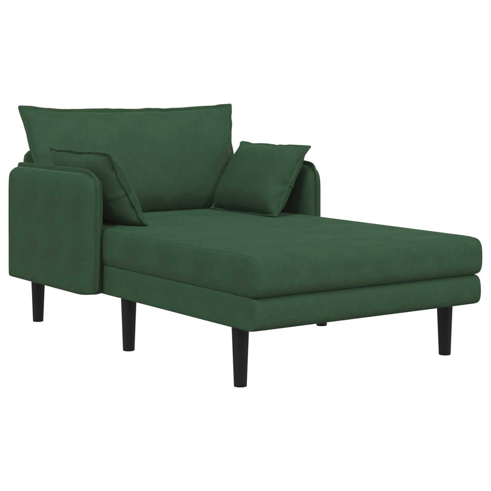 vidaXL Chaiselongue Große Chaiselongue Dunkelgrün Cordstoff, 1 Teile