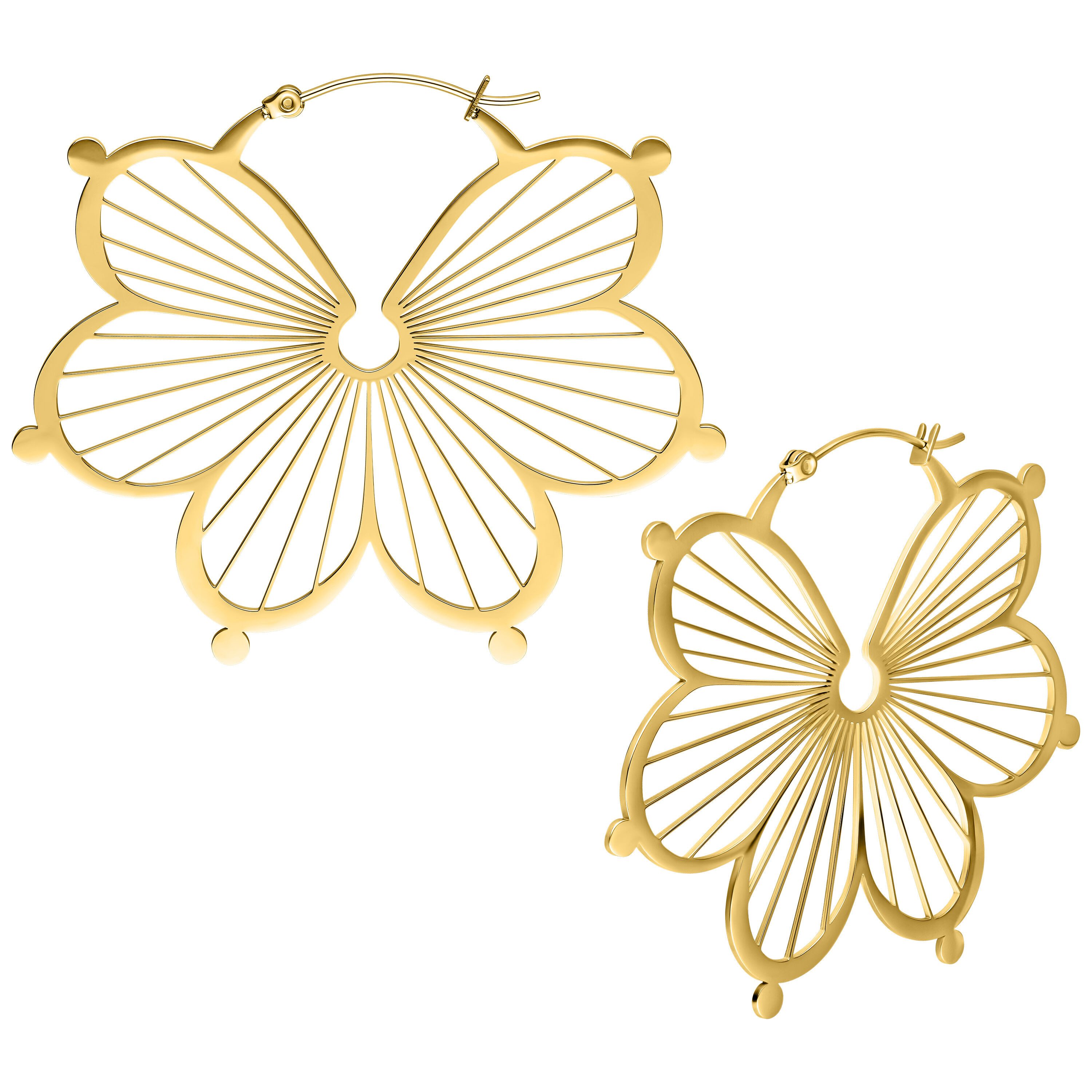 Paar Ohrhänger Flower Hoops Pairs - Metal doré