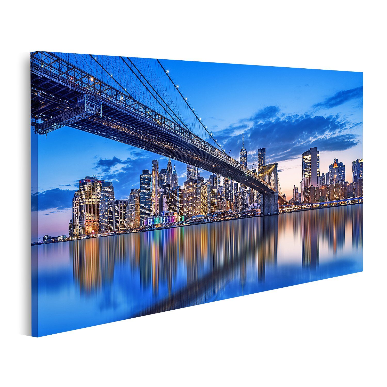 Leinwandbild Bild auf Leinwand Panoramablick Skyline New York Sonnenuntergang New Y