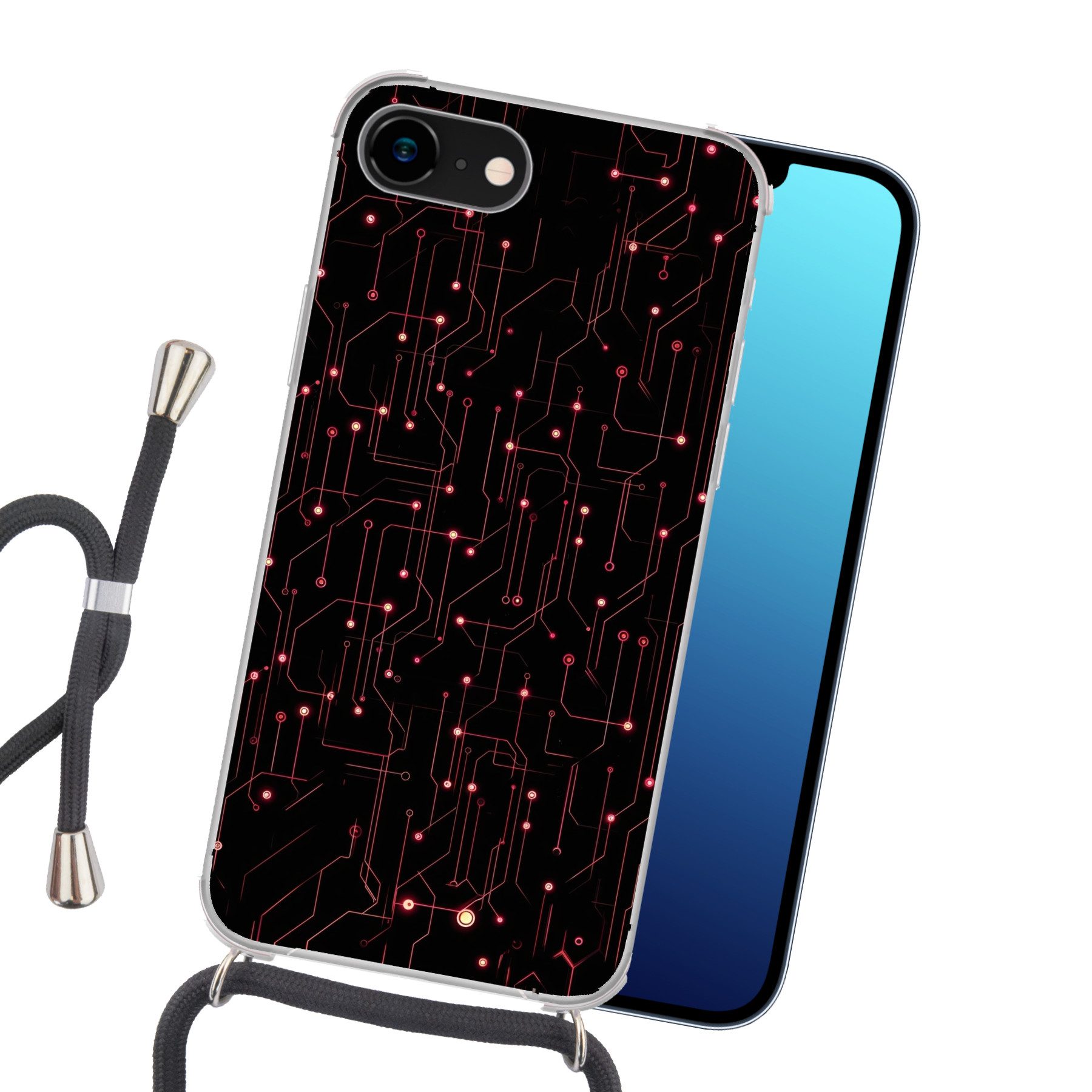 MuchoWow Handyhülle für Apple iPhone 7 3-2, Tragbare Handyhüllen mit Kette zum umhängen, Handykette Handyband