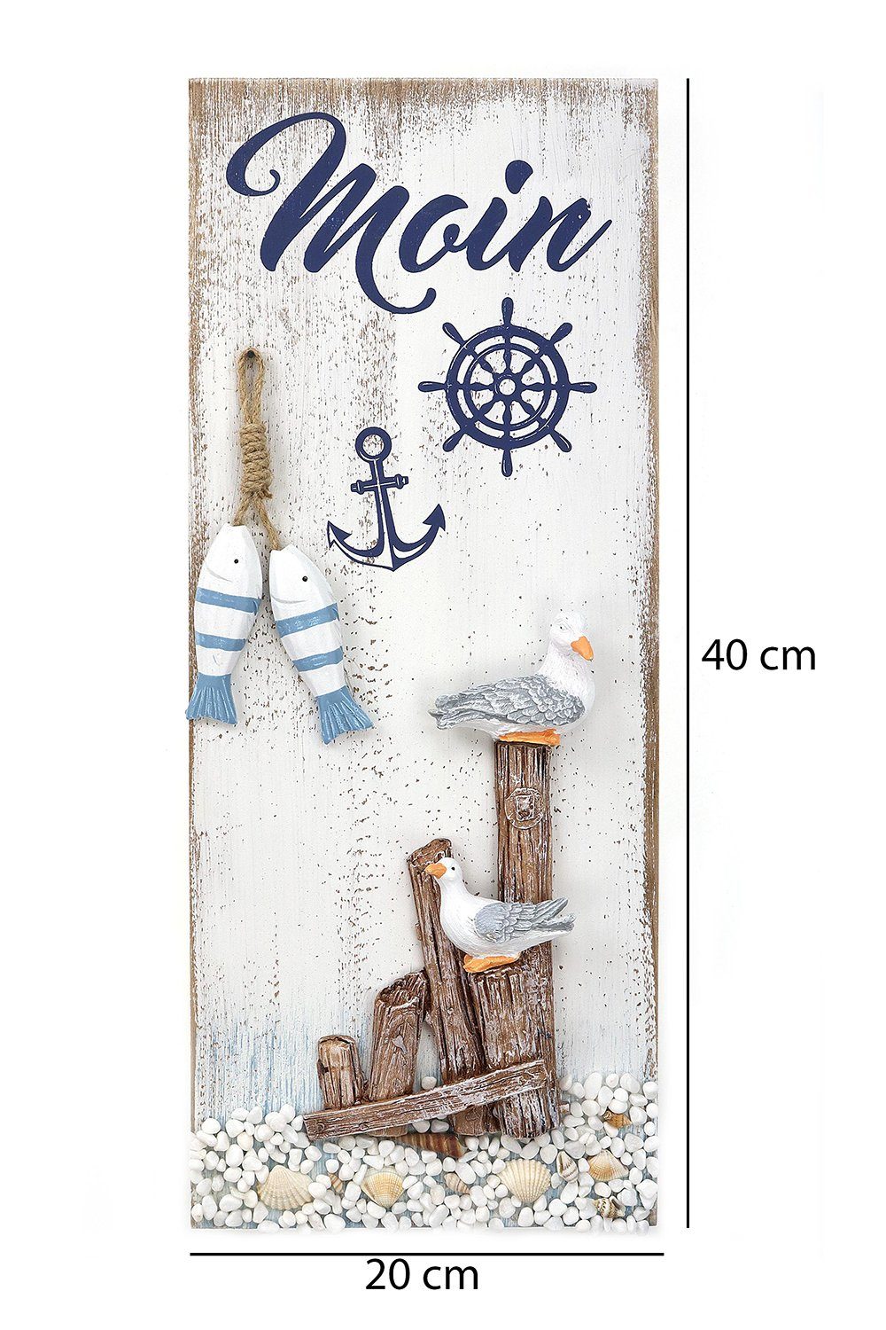 ELLUG Wandbild Maritime Wanddeko „Moin“ mit Möwen, Muscheln und Fischen aus günstig online kaufen