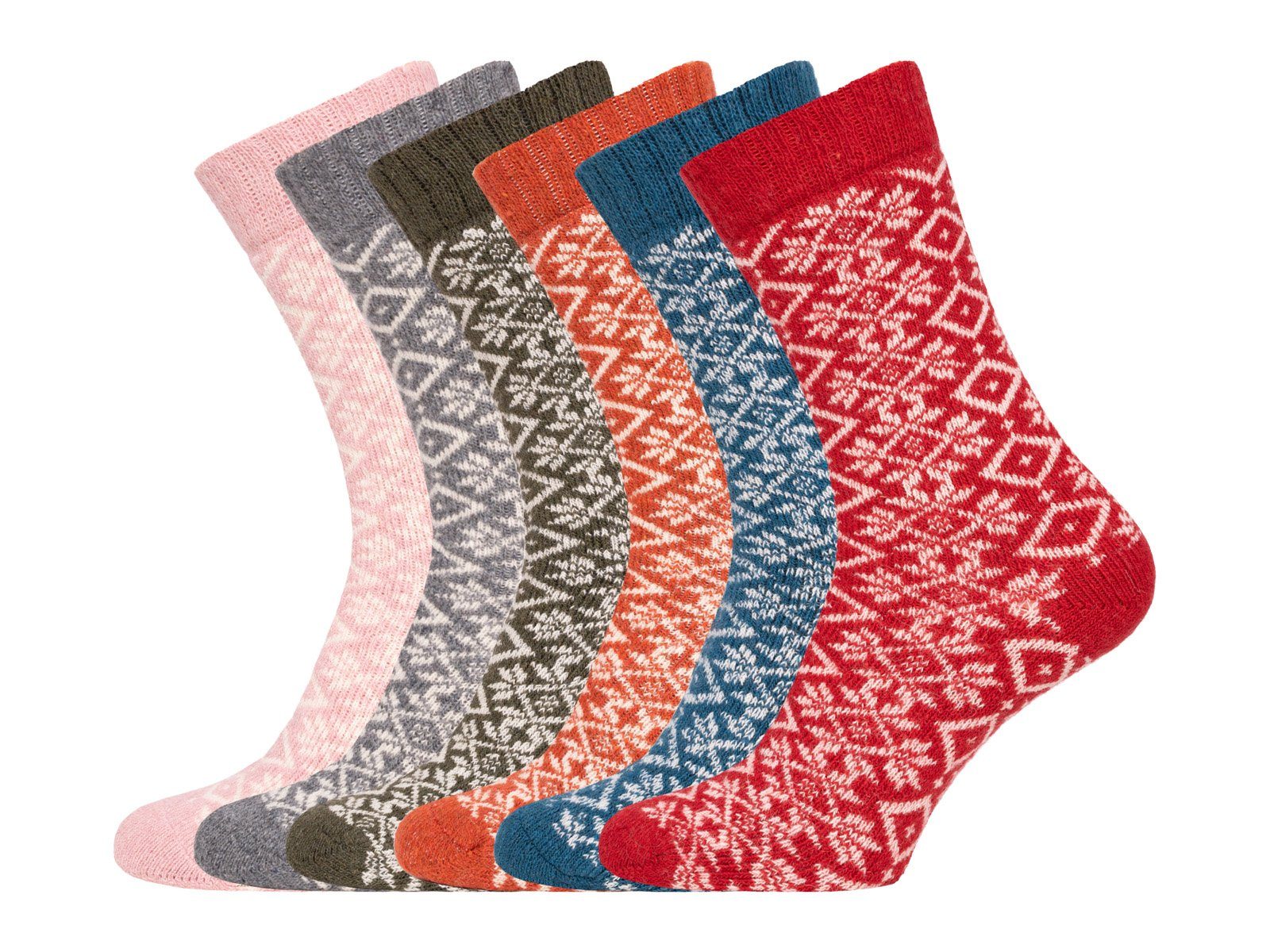 HomeOfSocks Socken Hygge Socken Dick Wollanteil Design Mit Herren Hohem Wolle 45% mit Warm Für Hyggelig Bunten Dicke & Damen In Socken Orange