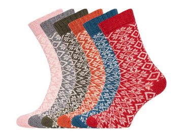 HomeOfSocks Socken Hygge Socken Dick Für Herren & Damen mit Wolle Dicke Socken Hyggelig Warm Mit Hohem 45% Wollanteil In Bunten Design