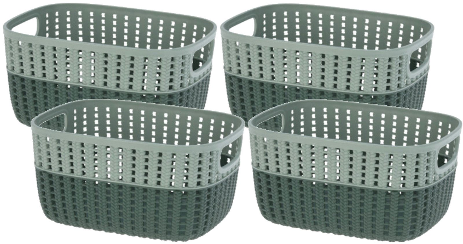 Koopman Aufbewahrungskorb Kleinteilekorb Dekokorb 23x17x12cm Körbchen Organizer (4 St), 4er Set, Regal, Grün, Kunststoff, Stabil