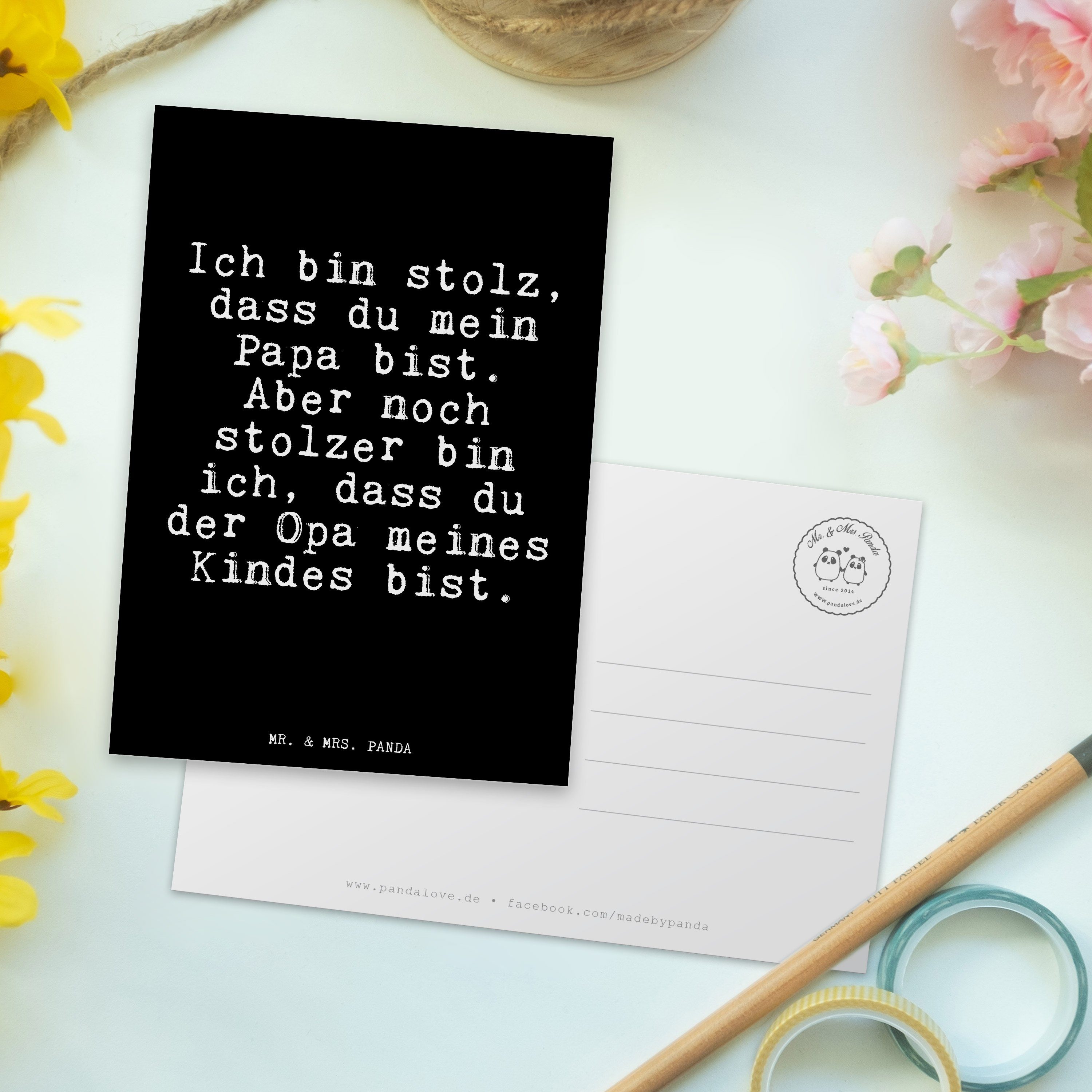 Mr. & Geschenk, schöner - bin Spruch, Mrs. stolz, Ich Dankeska dass... Postkarte - Panda Schwarz