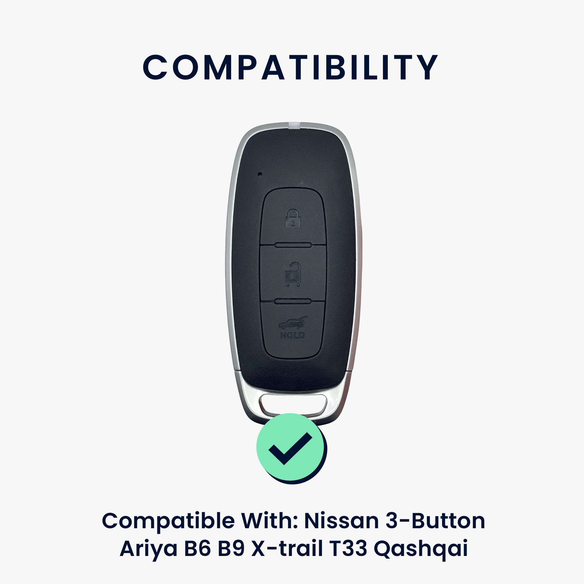 kwmobile Schlüsseltasche Hülle für Nissan 3-Tasten Ariya B6 B9 X-trail T33 Qashqai (1-tlg), Premium Leder Autoschlüssel Schlüssel Tasche