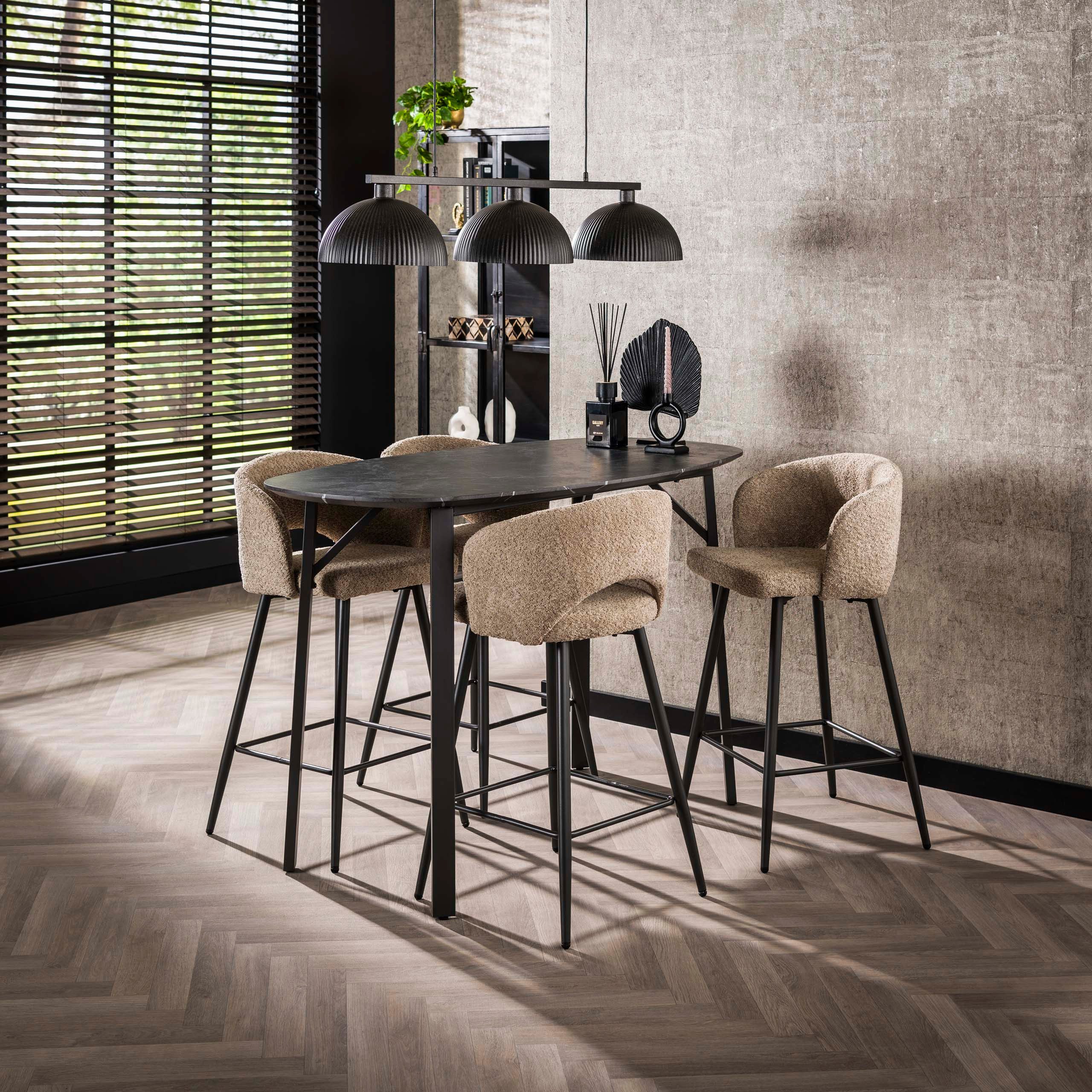 Sitheim-Europe Bartisch Onyx dänisch oval 140cm / 3D Melamin graphite