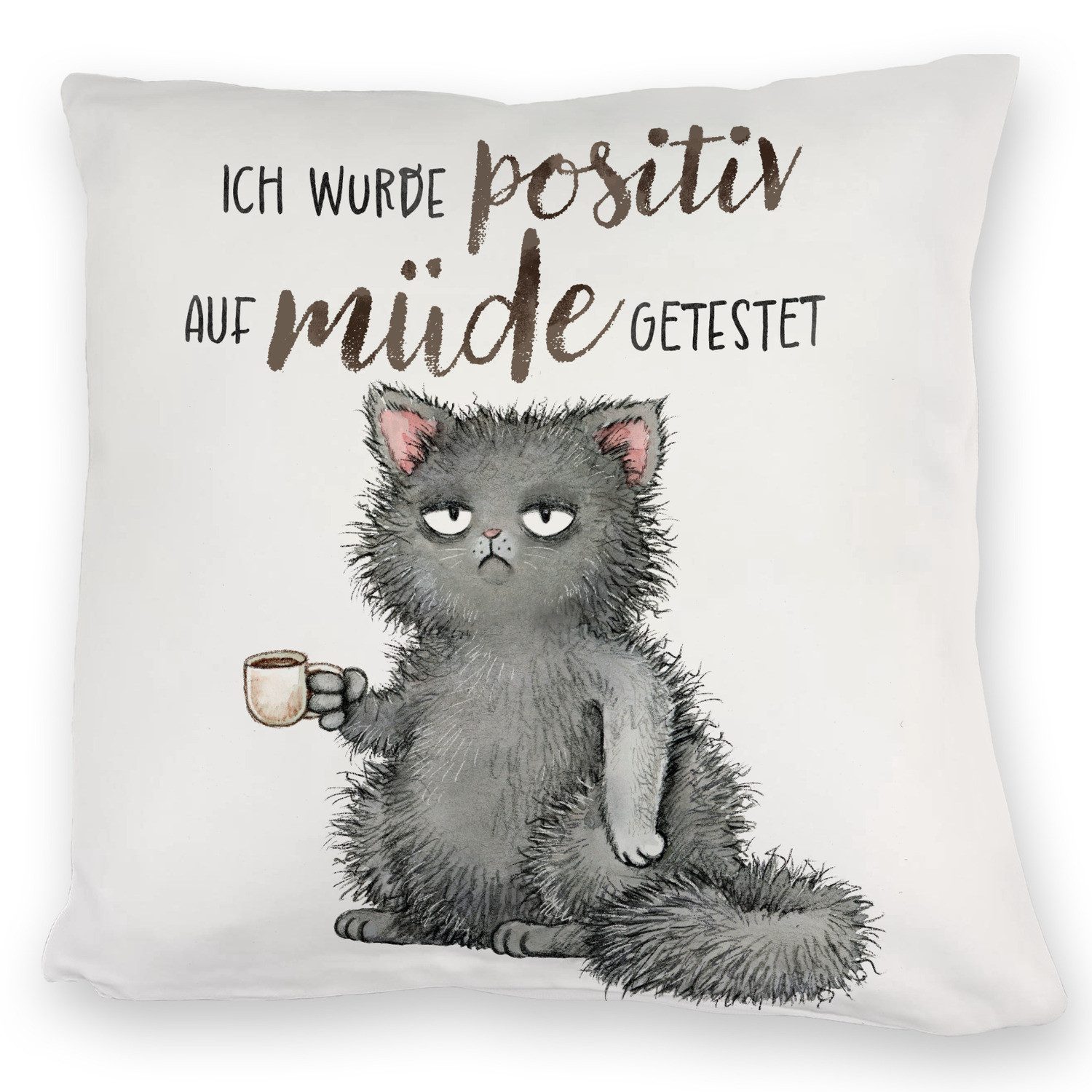 speecheese Dekokissen Genervte Katze Kuschelkissen mit Spruch positiv auf m günstig online kaufen
