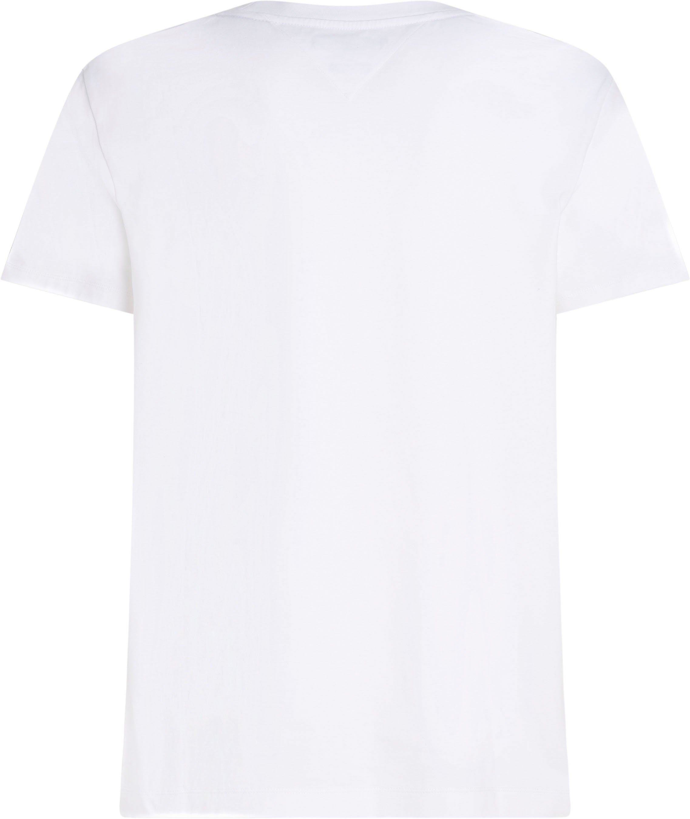 Tommy Hilfiger Rundhalsshirt GLOBAL STRIPE Ärmeln in TH-Farben an White TEE Streifen PREP beiden mit