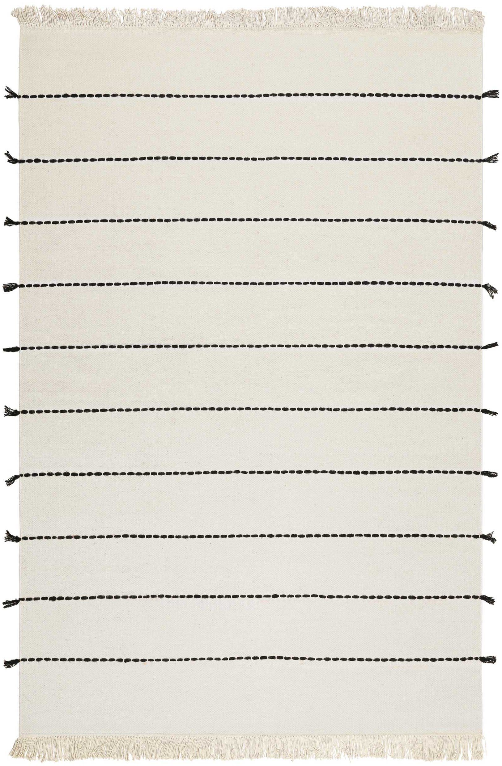Esprit Wollteppich Lina ESP-2205, rechteckig, Höhe: 5 mm, Naturfaserteppich mit Fransen, modernes Design, Wohnzimmer