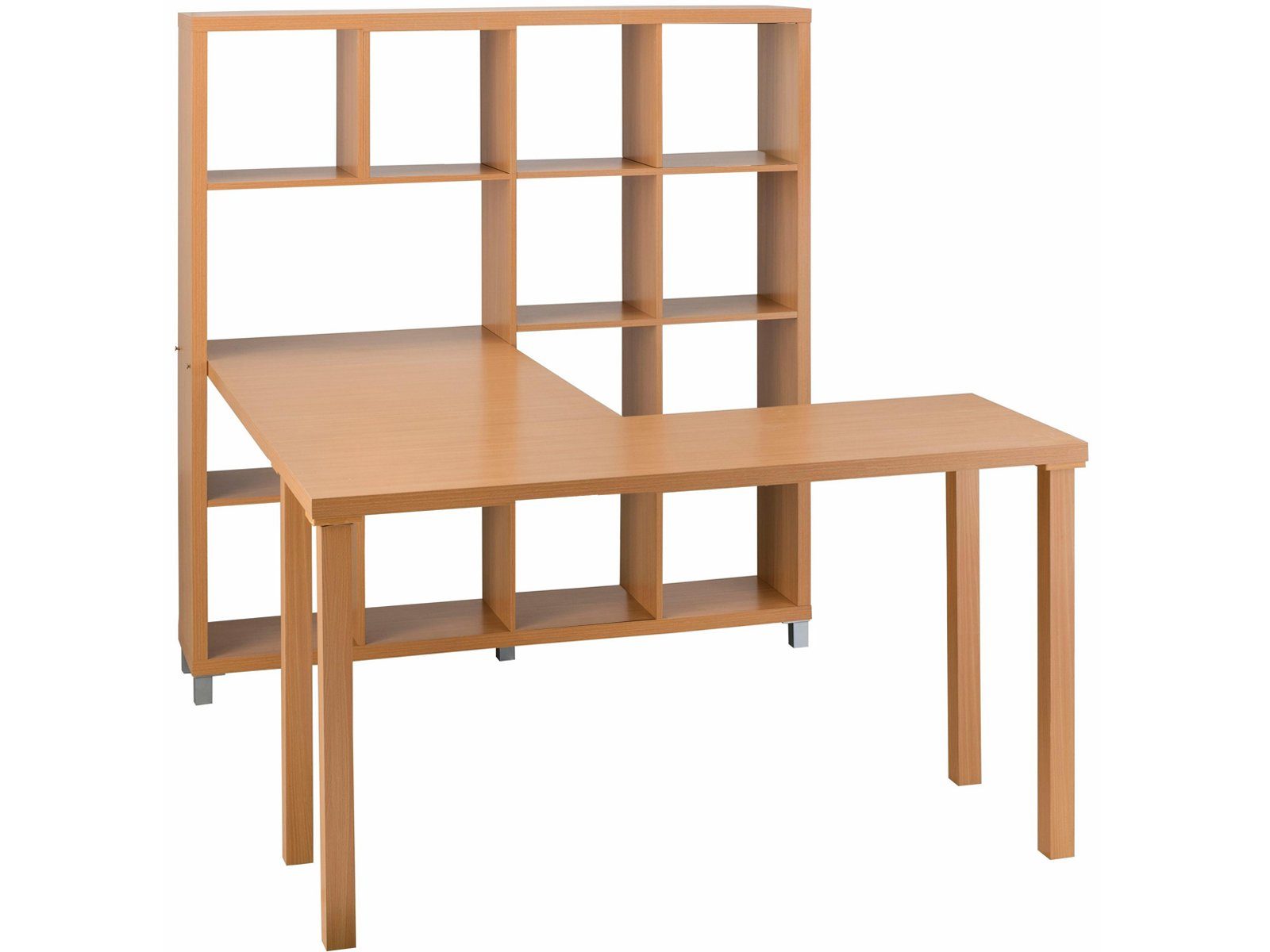 loft24 Regal-Schreibtisch Kiera, Schreibtisch mit Regal, Arbeitszimmer Home Office, modernes Design