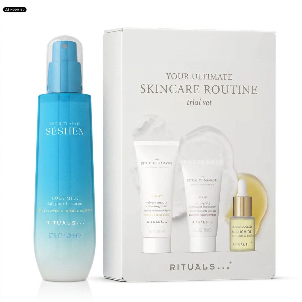 Rituals Körpermilch Rituals Seshen Body Milk und Namaste Daily Routine Pflege Duo, Pflege Duo für Körper und Gesicht in einer Routine