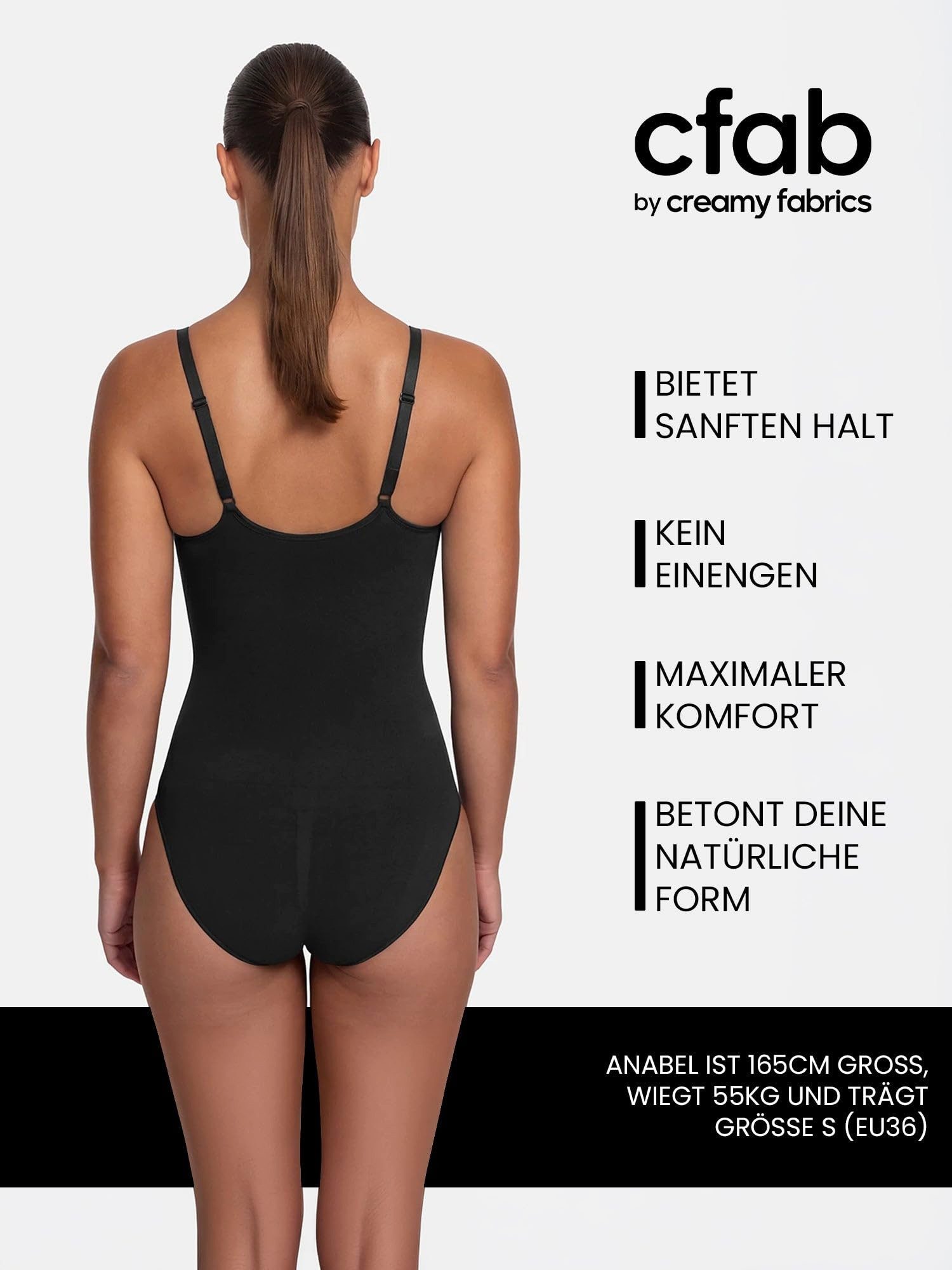cfab (creamy fabrics) Miederbody Bodysuit Sculpting Shapewear mit Slip-Weiß-L (1-tlg) Figurformend
