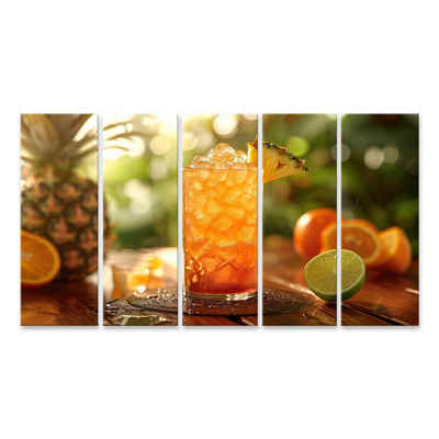 islandburner Leinwandbild Exotischer Rum-Punsch mit Ananas-, Orangen-, Limettensaft und Grenadin