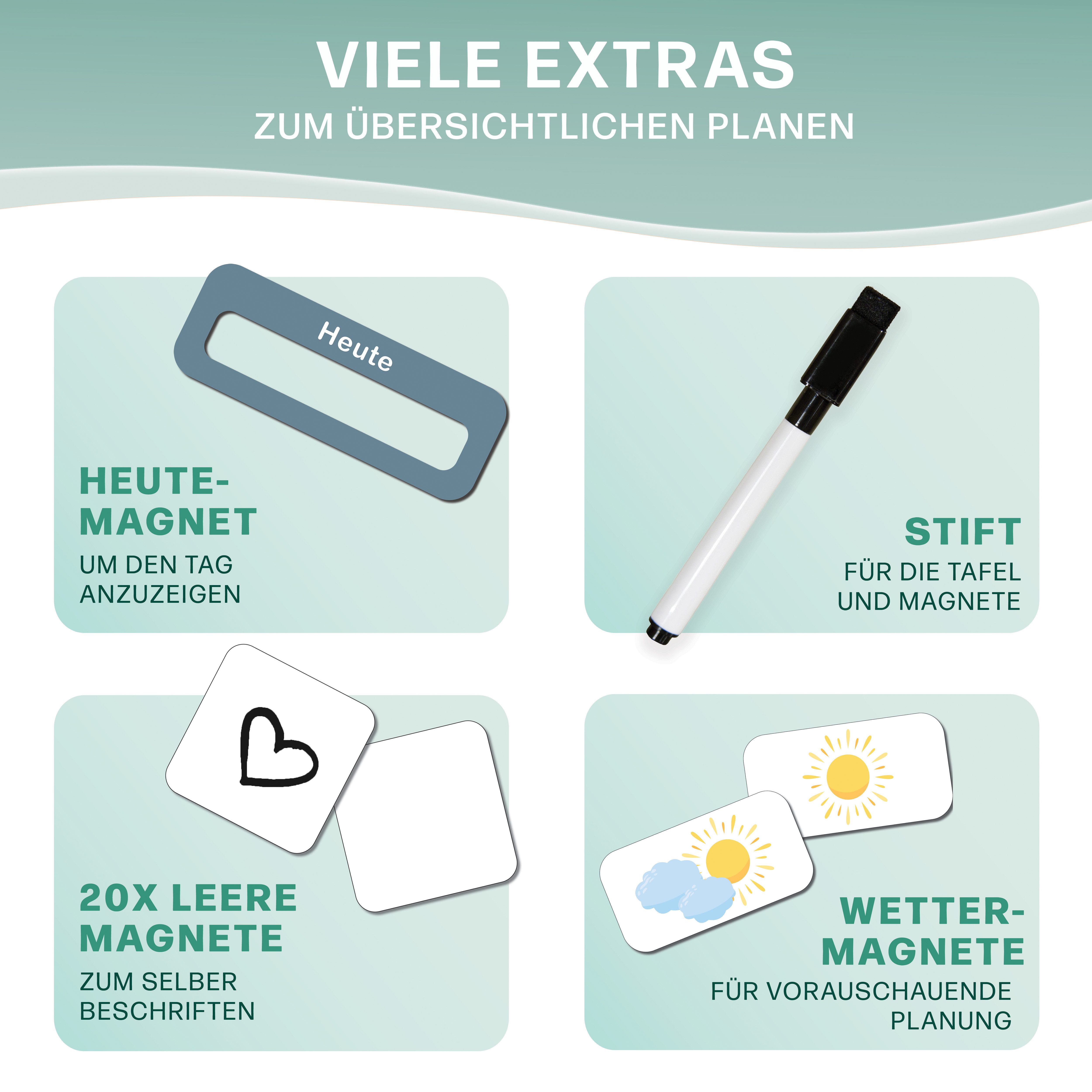 Mini Mindz Magnettafel Wochenplaner Kinder - Montessori Magnettafel mit 200 Magnete & Stift, Mit Kordel - Komplett beschreib- und abwischbar – Bild 4 von 5