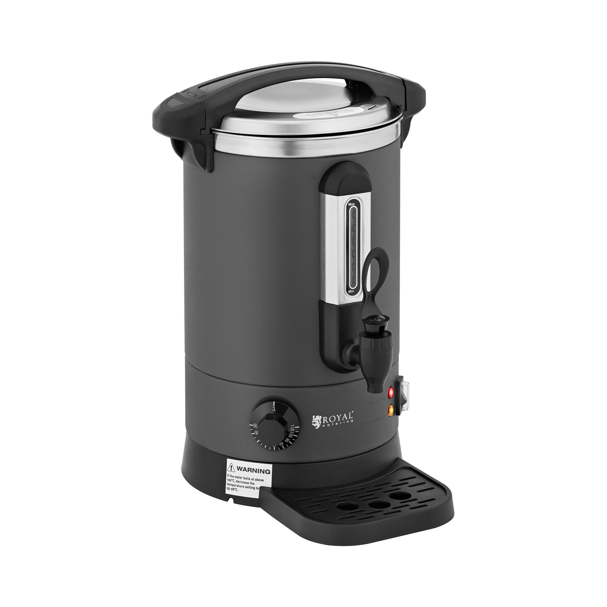 Royal Catering Heißwasserspender Edelstahl Heißgetränkespender Abtropfschale Zapfhahn doppelwandig, 6.1 l, 1500 W, verschiedene Größen
