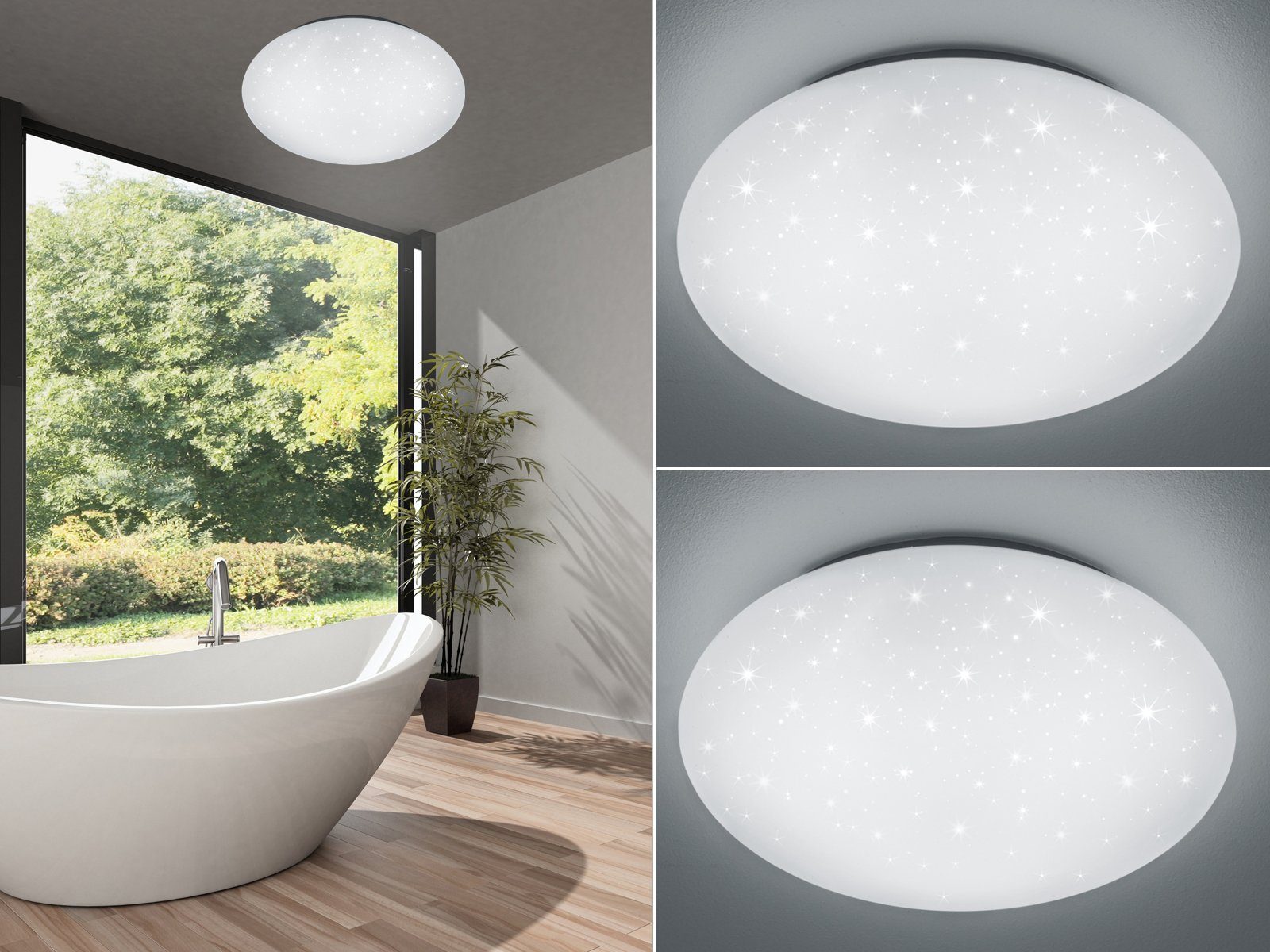 meineWunschleuchte LED Deckenleuchte, LED fest integriert, Neutralweiß, Badezimmer-lampe Sternenhimmel flach, Bad-lampen Decke Gäste WC, Ø37cm